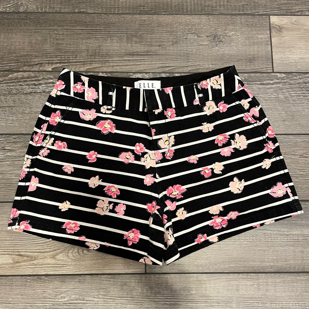 Elle Black and White Striped Shorts